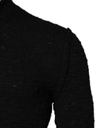 Black Wool Knit Crew Neck Pullover Sweater