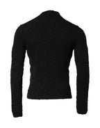 Black Wool Knit Crew Neck Pullover Sweater