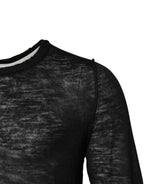 Black Polyester Crew Neck Pullover Sweater