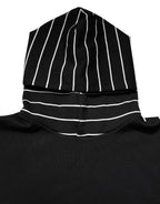 Black White Stripe Hooded Sweatshirt Sweater