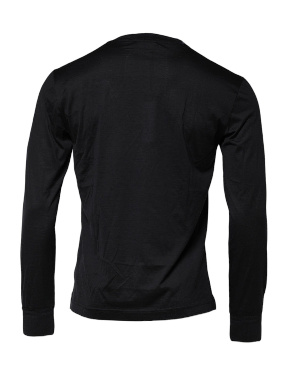 Dark Blue Silk Crew Neck Men Pullover Sweater