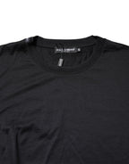 Dark Blue Silk Crew Neck Men Pullover Sweater