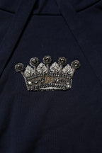 Black Crown Cotton Hooded Sweatshirt Sweater