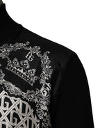 Black White Bandana Print Full Zip Sweater