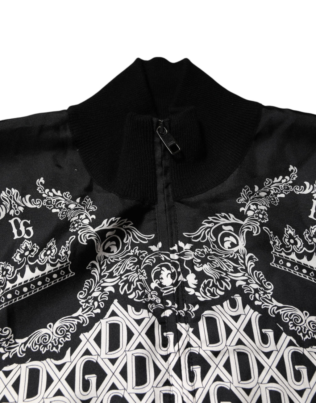 Black White Bandana Print Full Zip Sweater