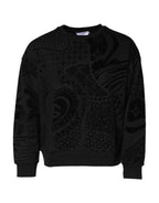 Black Printed Crew Neck Sweatshirt Sweater