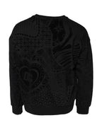 Black Printed Crew Neck Sweatshirt Sweater