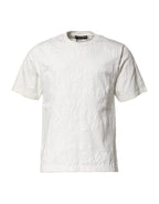 White Cotton Logo Embossed Crew Neck T-shirt