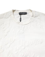 White Cotton Logo Embossed Crew Neck T-shirt