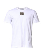 White Logo Embroidery Crew Neck T-shirt
