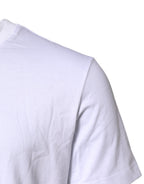 White Logo Embroidery Crew Neck T-shirt