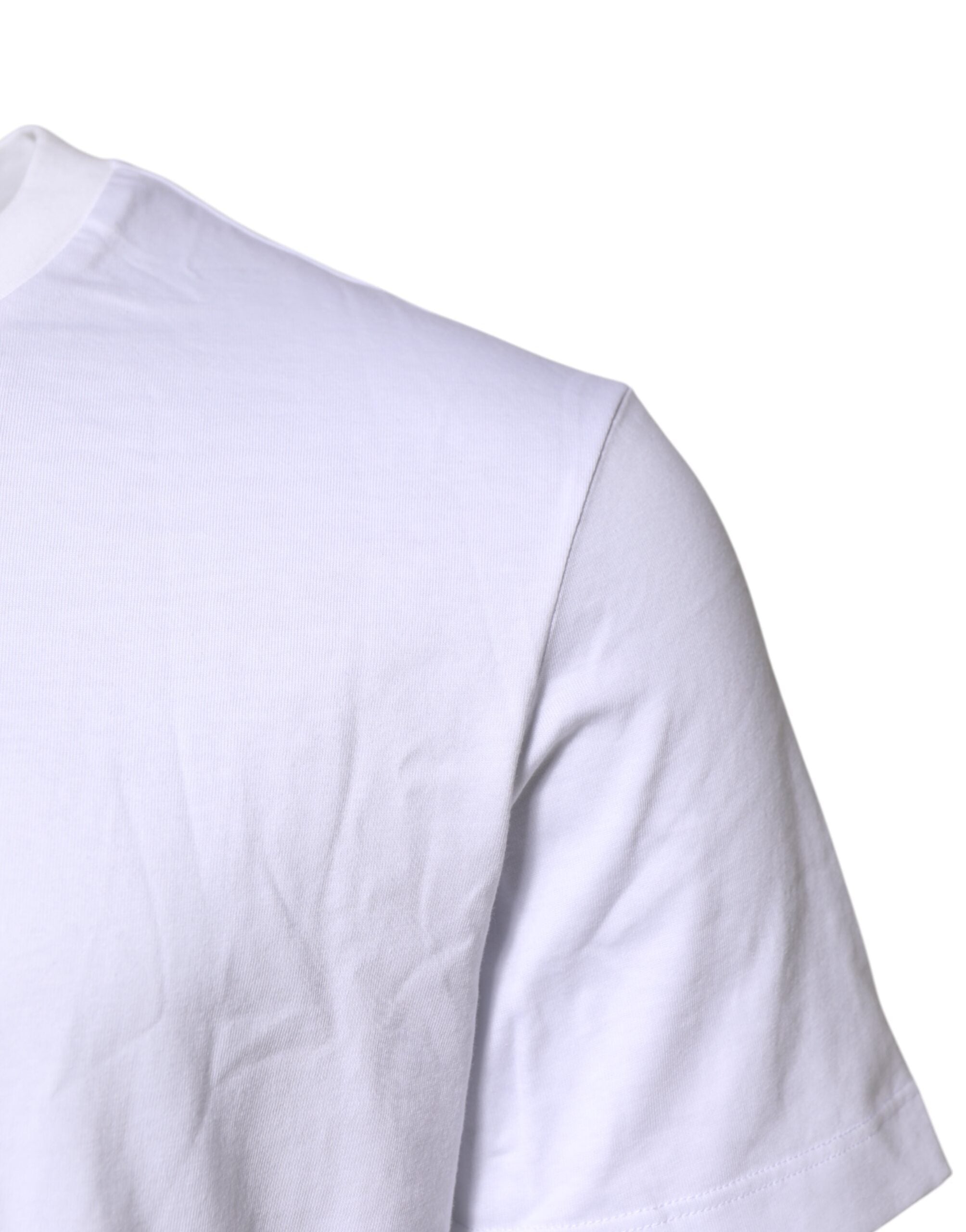 White Logo Embroidery Crew Neck T-shirt