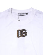 White Logo Embroidery Crew Neck T-shirt