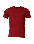 Red Cotton Short Sleeves Crew Neck T-shirt