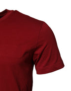Red Cotton Short Sleeves Crew Neck T-shirt
