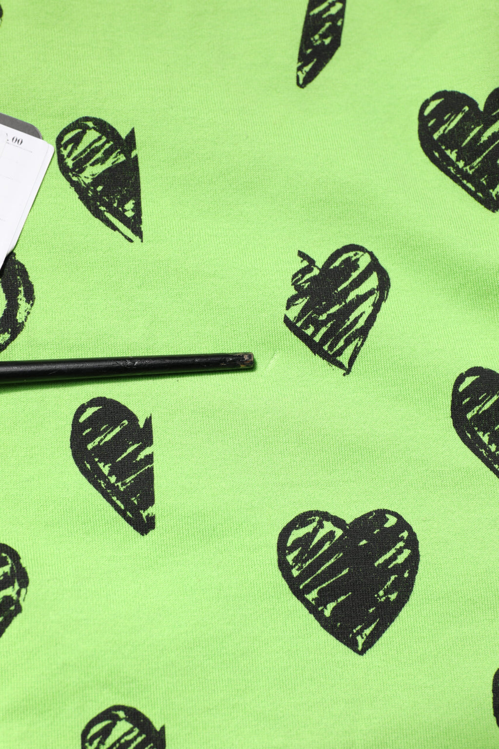 Green Heart Print Cotton Crew Neck T-shirt