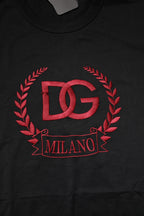 Black Cotton Embroidered Crew Neck T-shirt