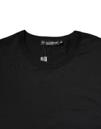 Black Cotton Short Sleeves Round Neck T-shirt
