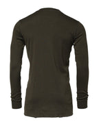 Dark Green Long Sleeves Crew Neck T-shirt
