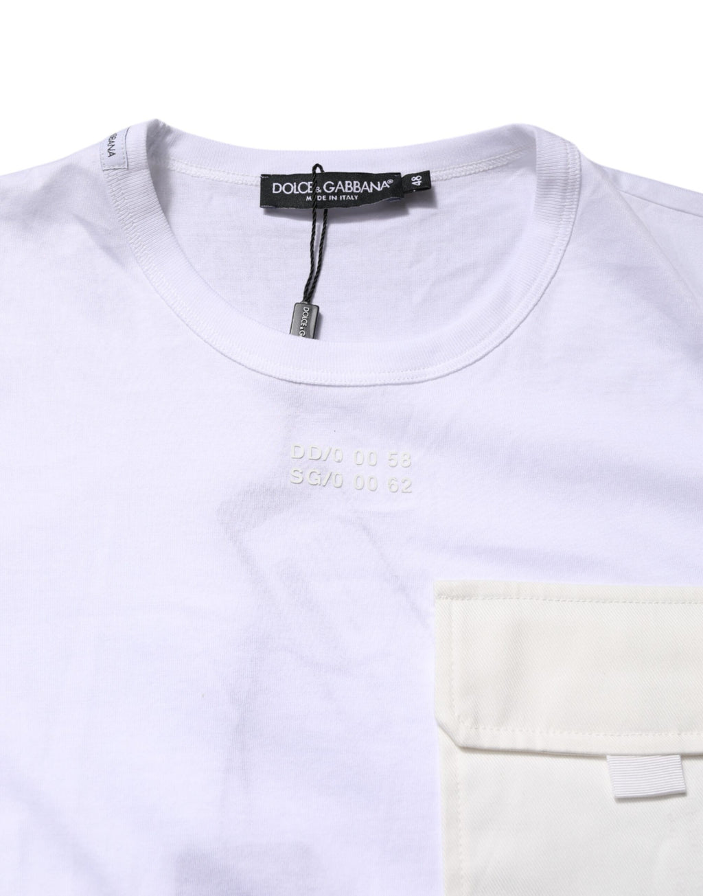 White Cotton Pocket Short Sleeves T-shirt