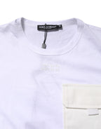 White Cotton Pocket Short Sleeves T-shirt