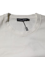 White Cotton DG Logo Print Round Neck T-shirt