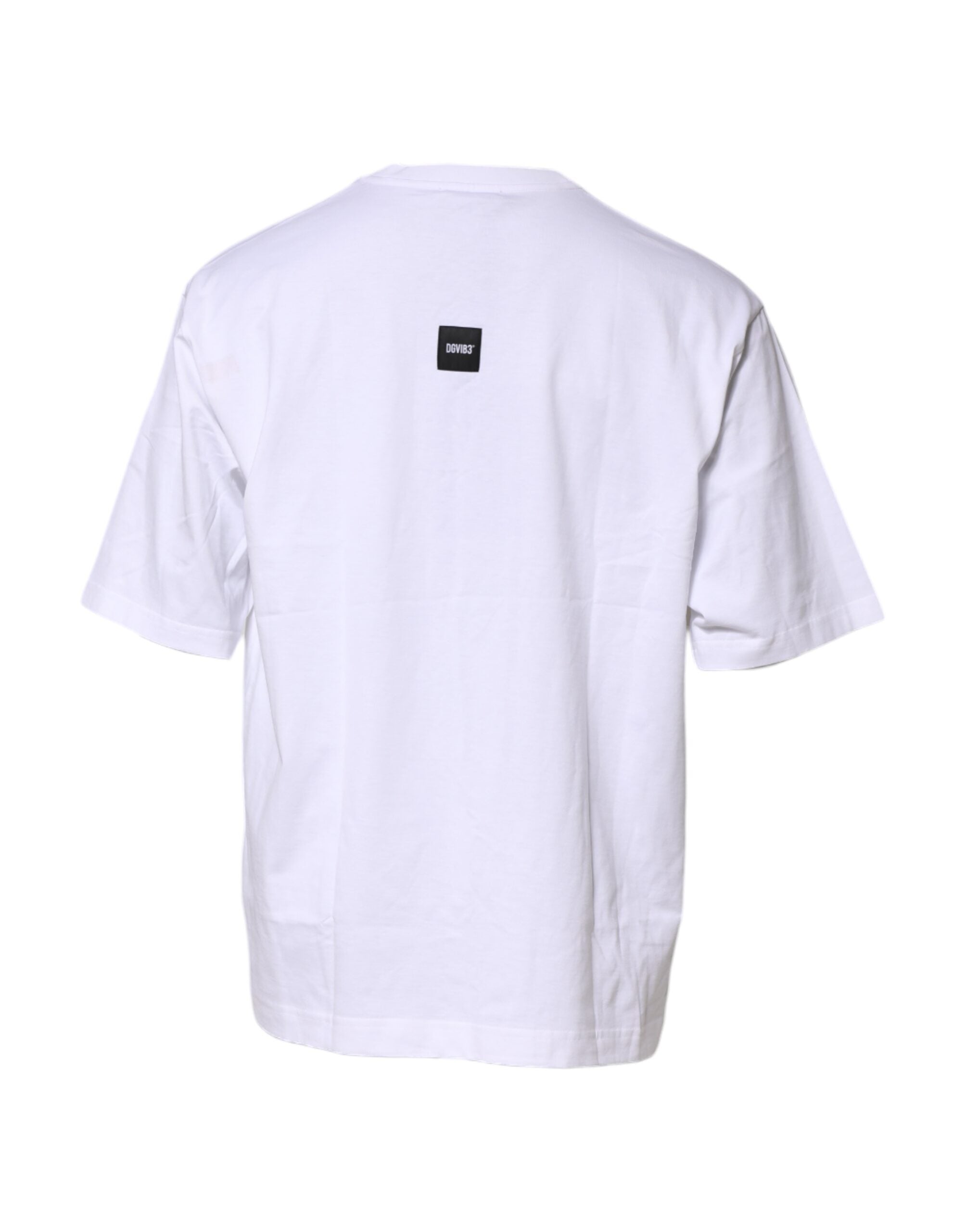 White Cotton Logo Print Crew Neck T-shirt