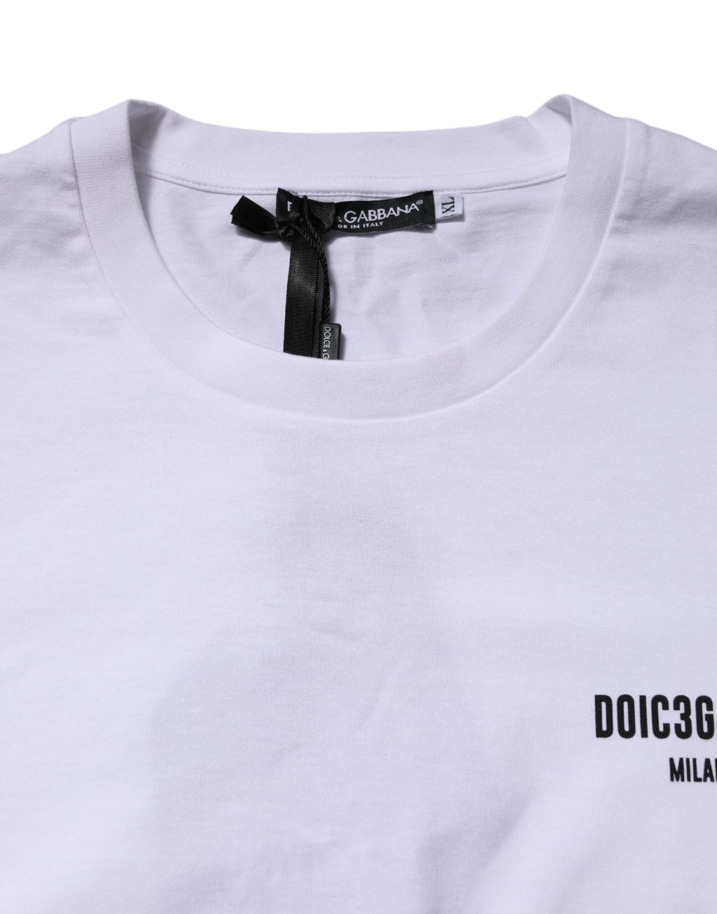 White Cotton Logo Print Crew Neck T-shirt