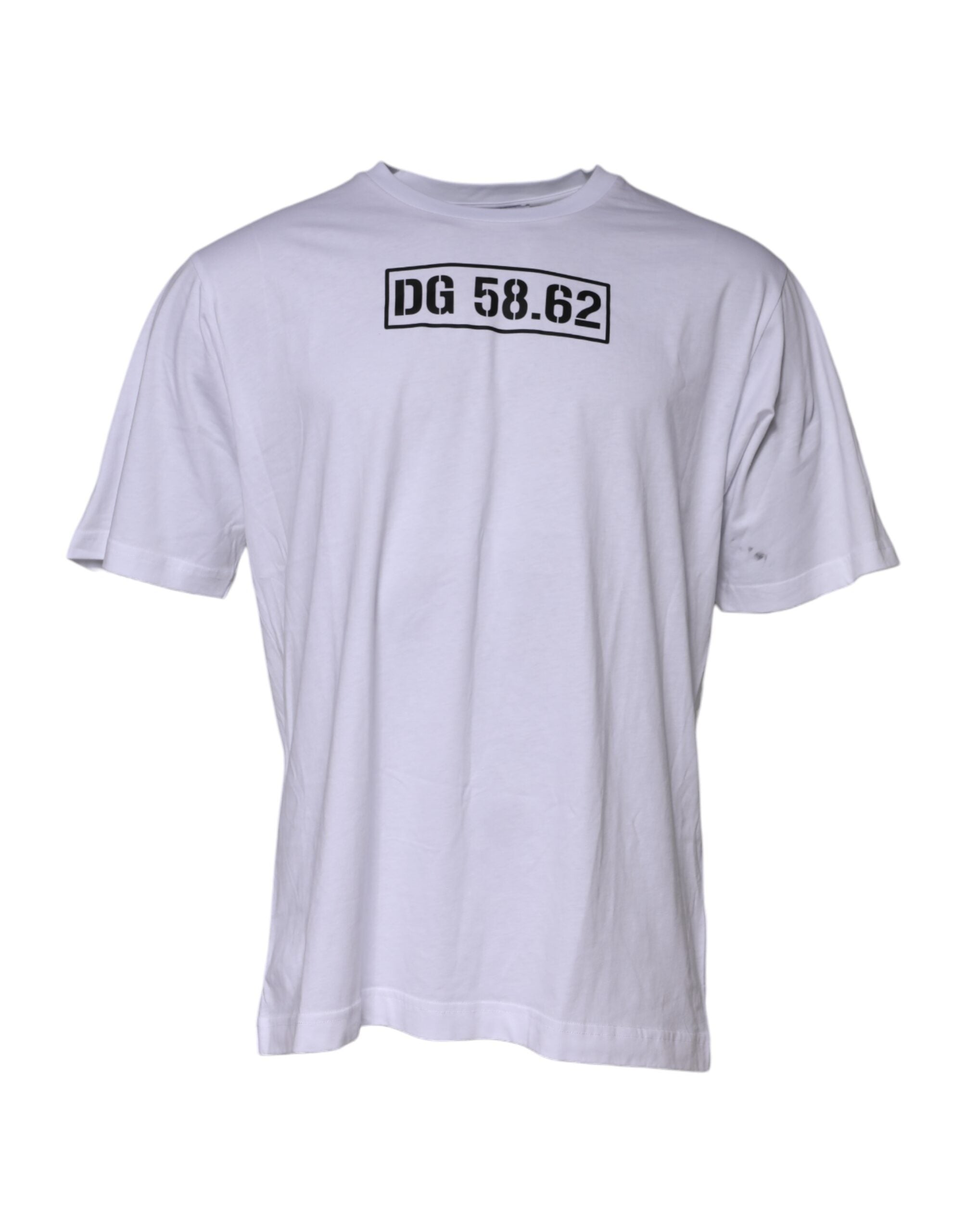 White Cotton Logo Print Crew Neck T-shirt