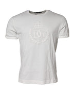 White Cotton DG Crown Embossed T-shirt