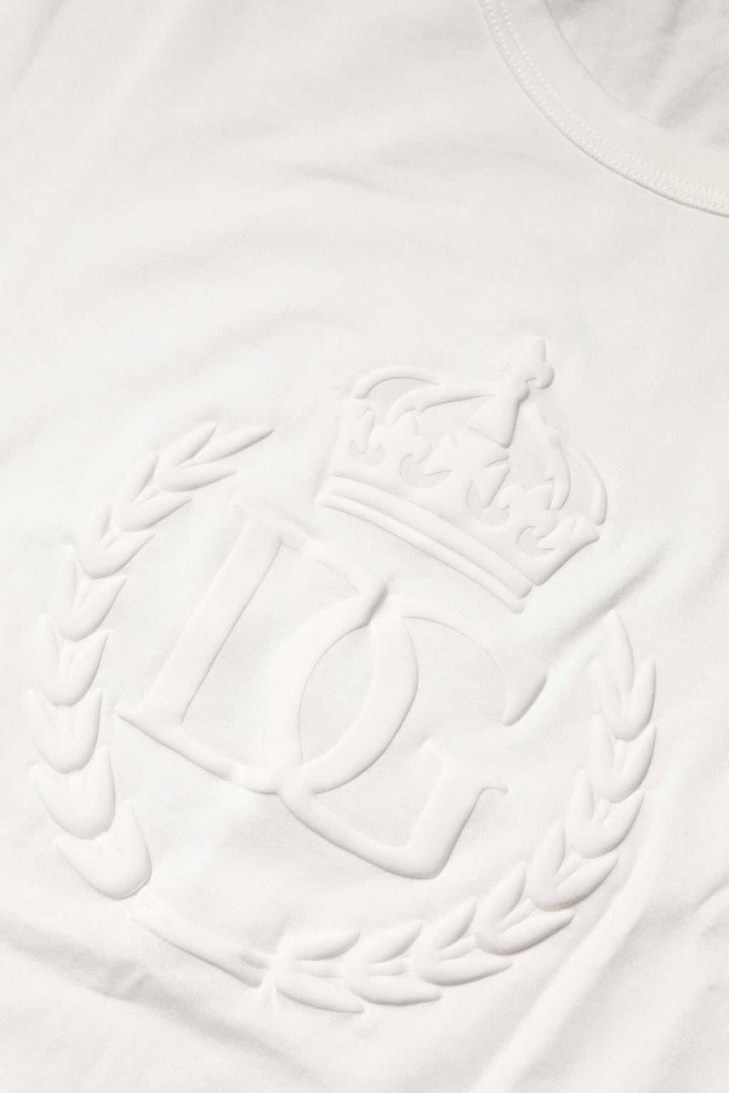White Cotton DG Crown Embossed T-shirt