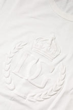 White Cotton DG Crown Embossed T-shirt