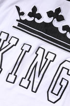 White Cotton Crown King Embroidery T-shirt