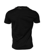 Black Logo Embellish Short Sleeves T-shirt