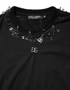 Black Logo Embellish Short Sleeves T-shirt