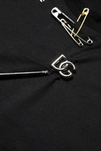 Black Logo Embellish Short Sleeves T-shirt