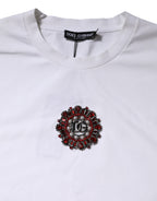 White Logo Embellish Short Sleeves T-shirt