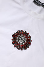 White Logo Embellish Short Sleeves T-shirt