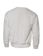 White Cotton Fleece Crew Neck Sweater