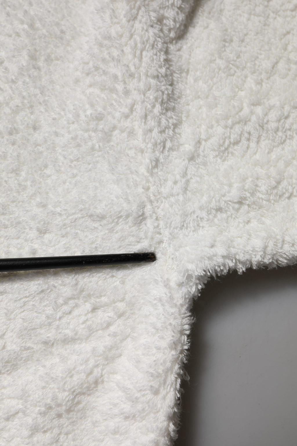 White Cotton Fleece Crew Neck Sweater