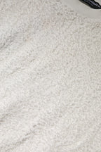 White Cotton Fleece Crew Neck Sweater