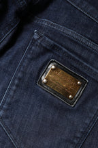 Dark Blue Cotton Skinny Cropped Denim Jeans