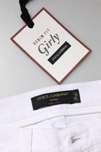 White Floral Sequined GIRLY Denim Jeans