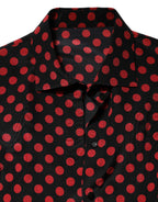 Black Red Polka Dot Silk Long Sleeves Top
