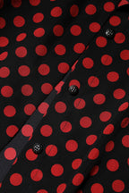 Black Red Polka Dot Silk Long Sleeves Top