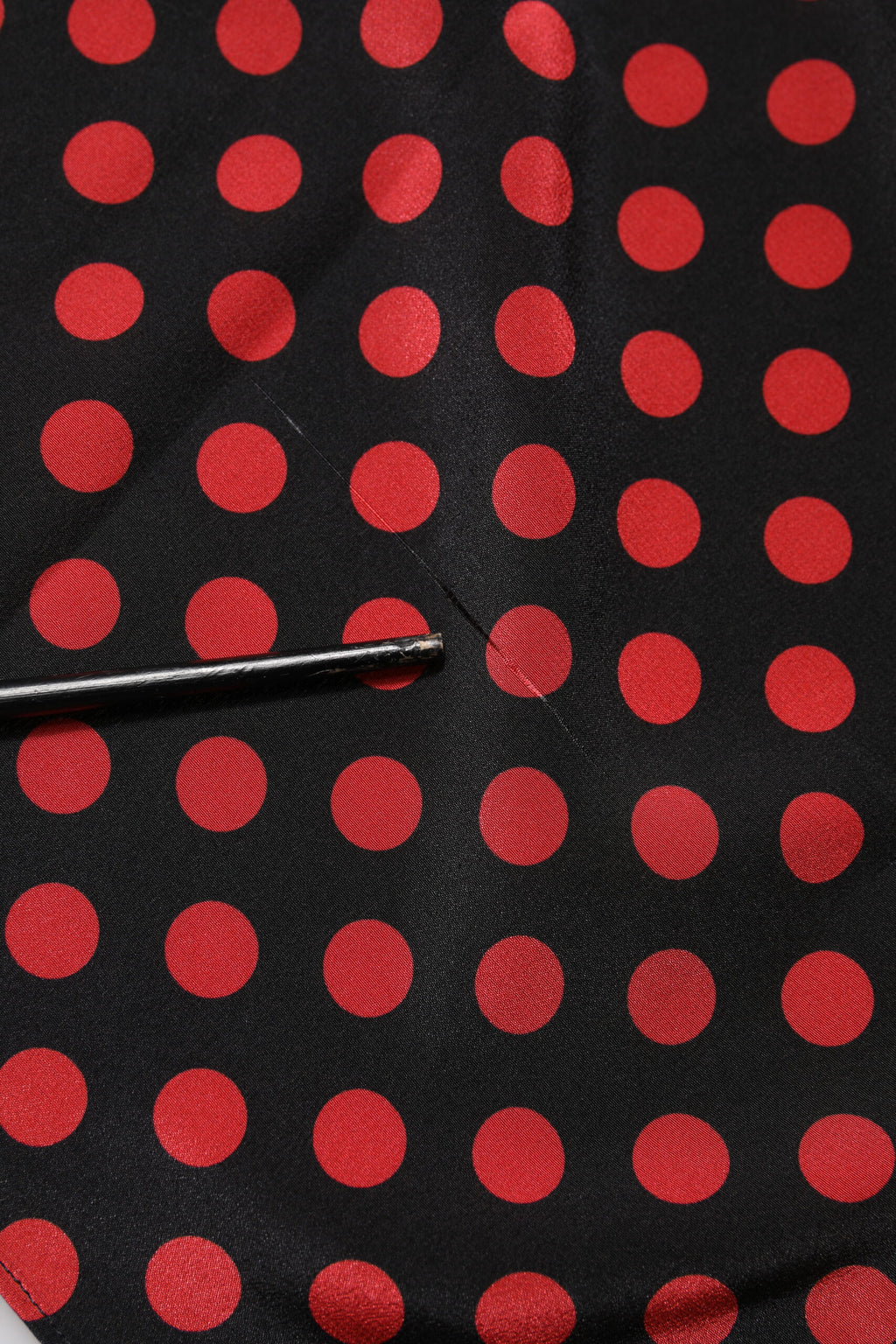 Black Red Polka Dot Silk Long Sleeves Top