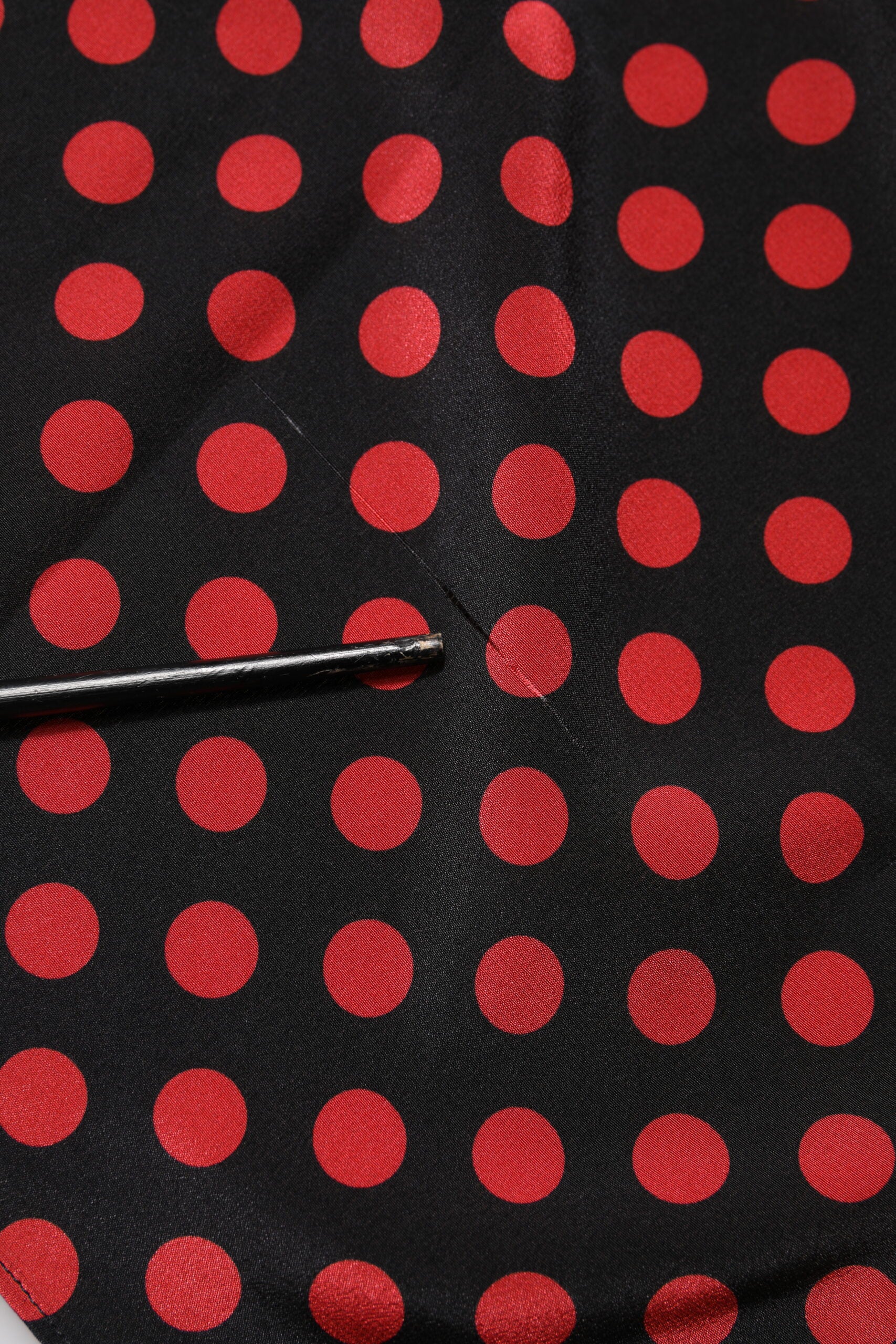 Black Red Polka Dot Silk Long Sleeves Top