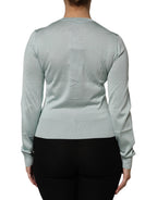 Light Green Silk Button Down Cardigan Sweater