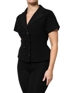 Black Wool Double Breasted Coat Jacket