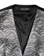 Silver Floral Jacquard Sleeveless Vest Top